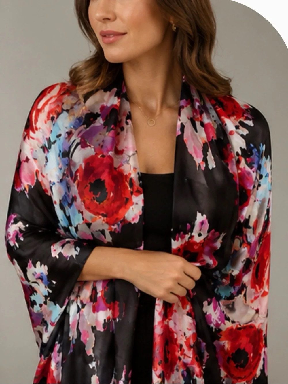 Kate Spade 100% Silk Floral Fringe Scarf Shawl Wrap 30.5
